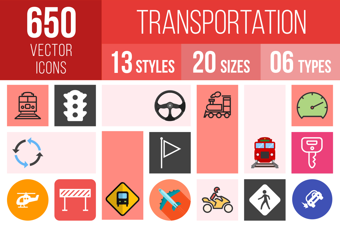 Transportation Icons Bundle - Overview - IconBunny