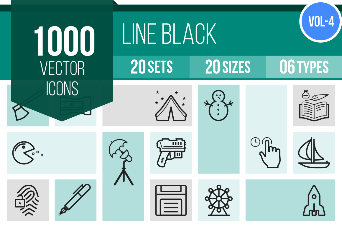 1000 Line Icons Bundle - Overview - IconBunny