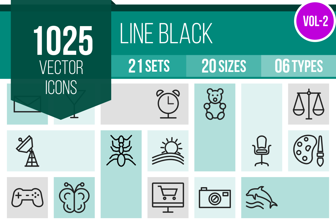 1025 Line Icons Bundle - Overview - IconBunny