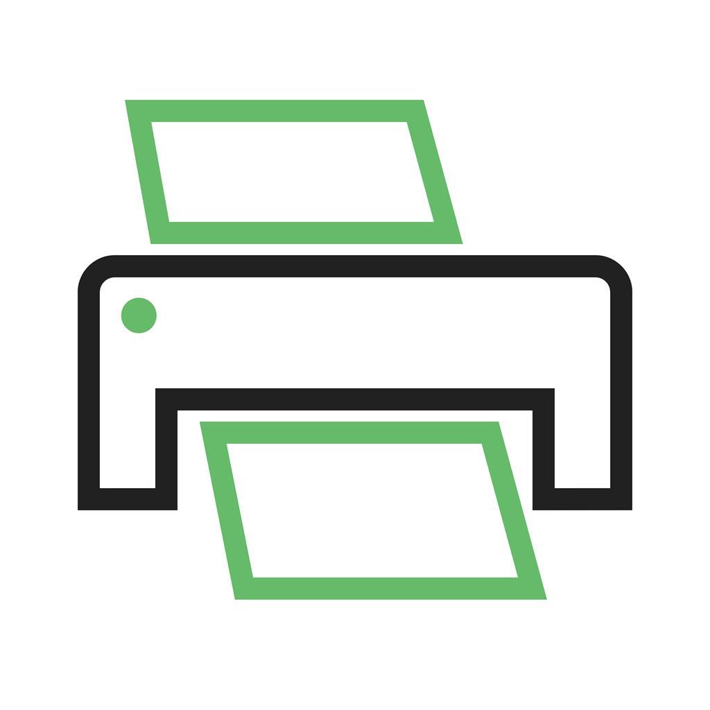 Printer II Line Green Black Icon - IconBunny