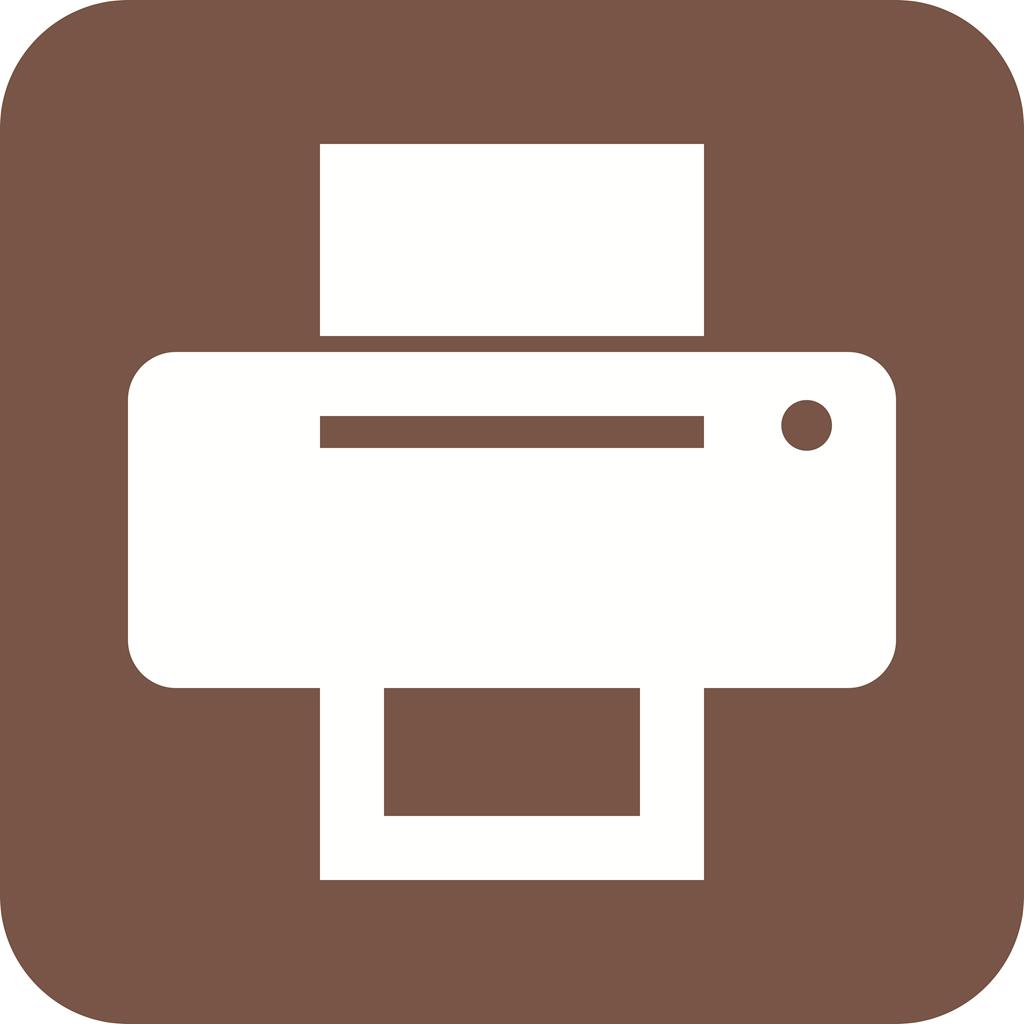Printer III Flat Round Corner Icon - IconBunny
