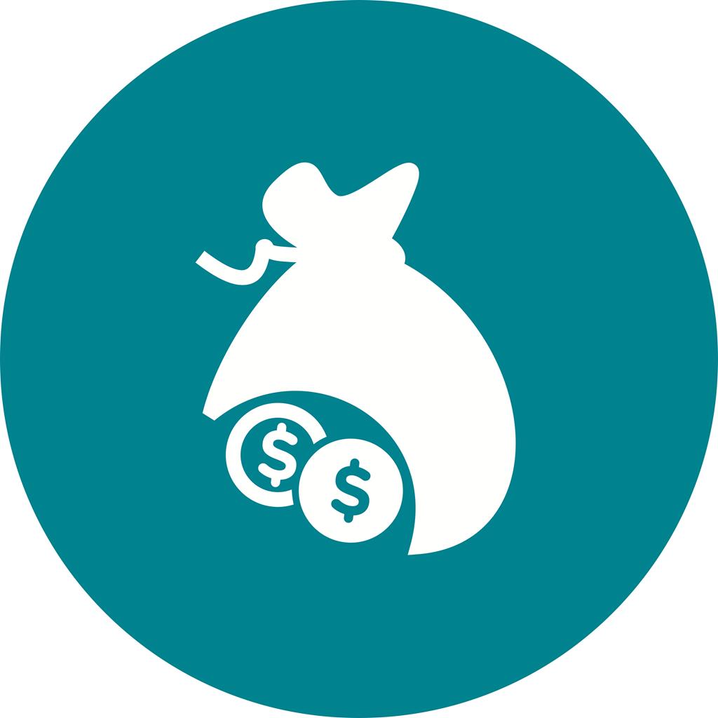 Dollar Currency with bag Flat Round Icon - IconBunny