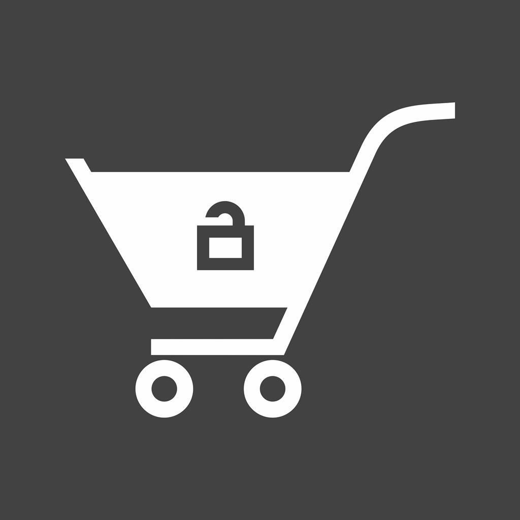 Unlock Cart Glyph Inverted Icon - IconBunny