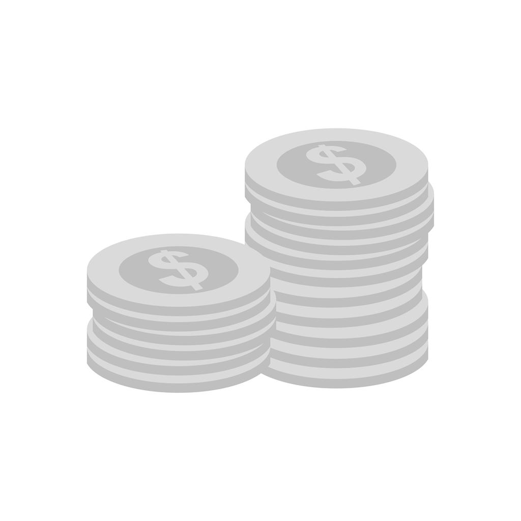 Coins Greyscale Icon - IconBunny