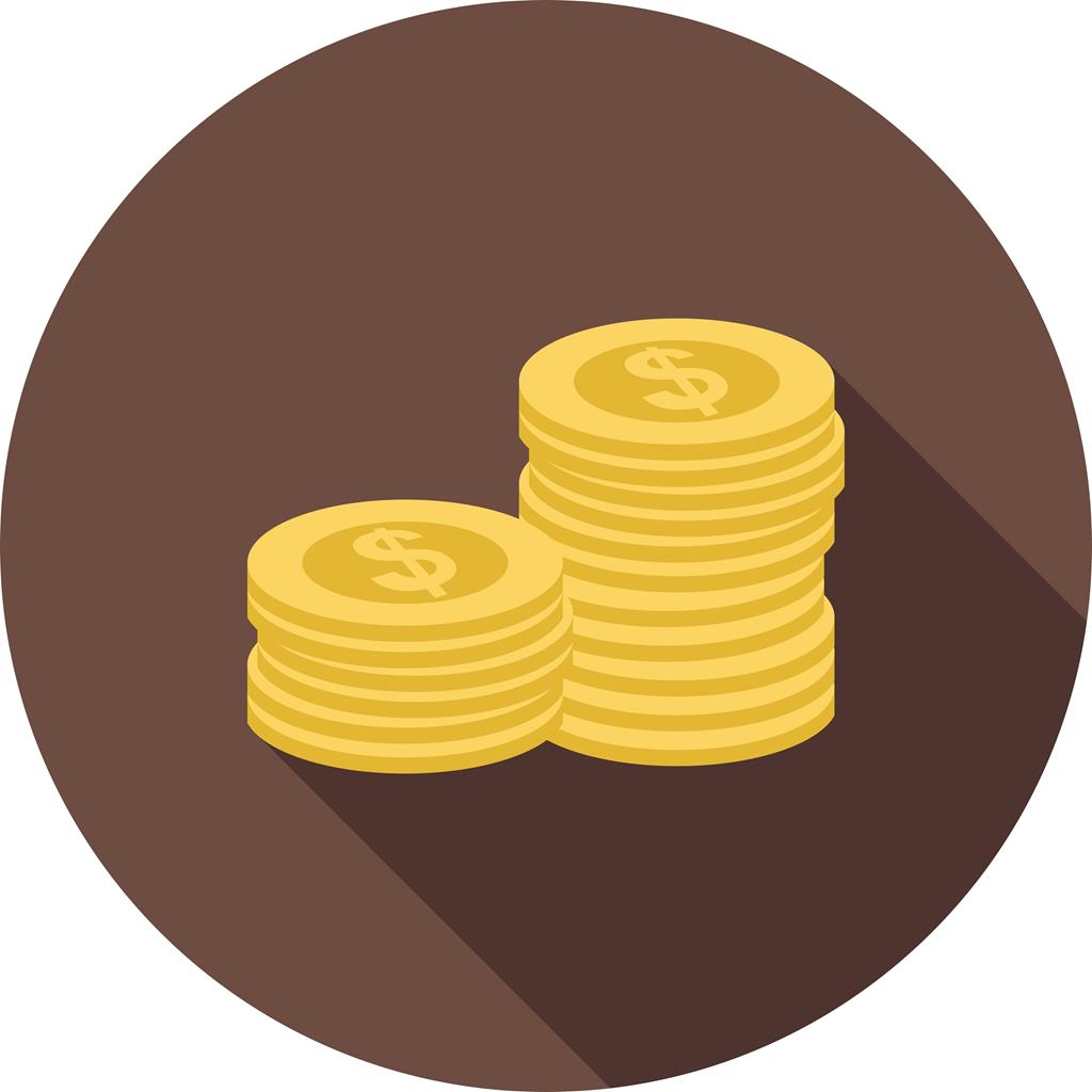 Coins Flat Shadowed Icon - IconBunny