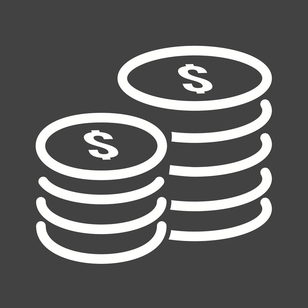 Coins Line Inverted Icon - IconBunny