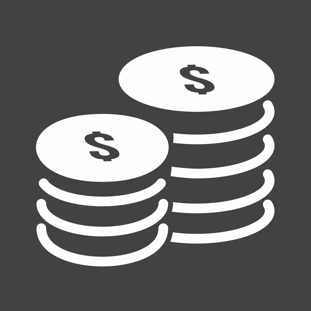Coins Glyph Inverted Icon - IconBunny