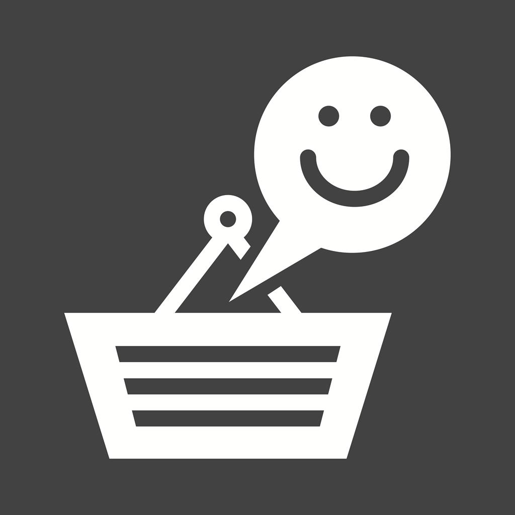 Happy Customer Glyph Inverted Icon - IconBunny