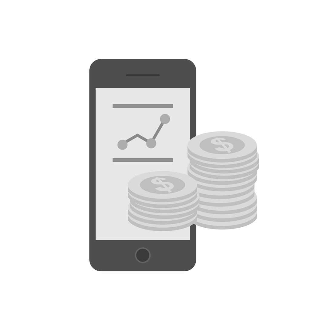 Mobile Banking Greyscale Icon - IconBunny