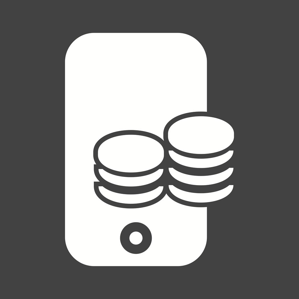 Mobile Banking Glyph Inverted Icon - IconBunny