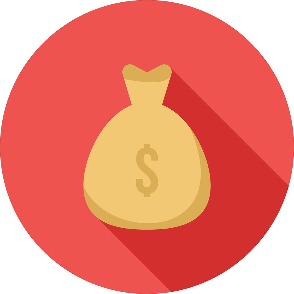 Money bag Flat Shadowed Icon - IconBunny