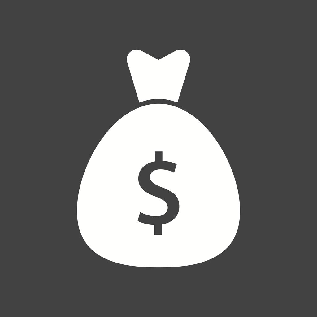 Money bag Glyph Inverted Icon - IconBunny