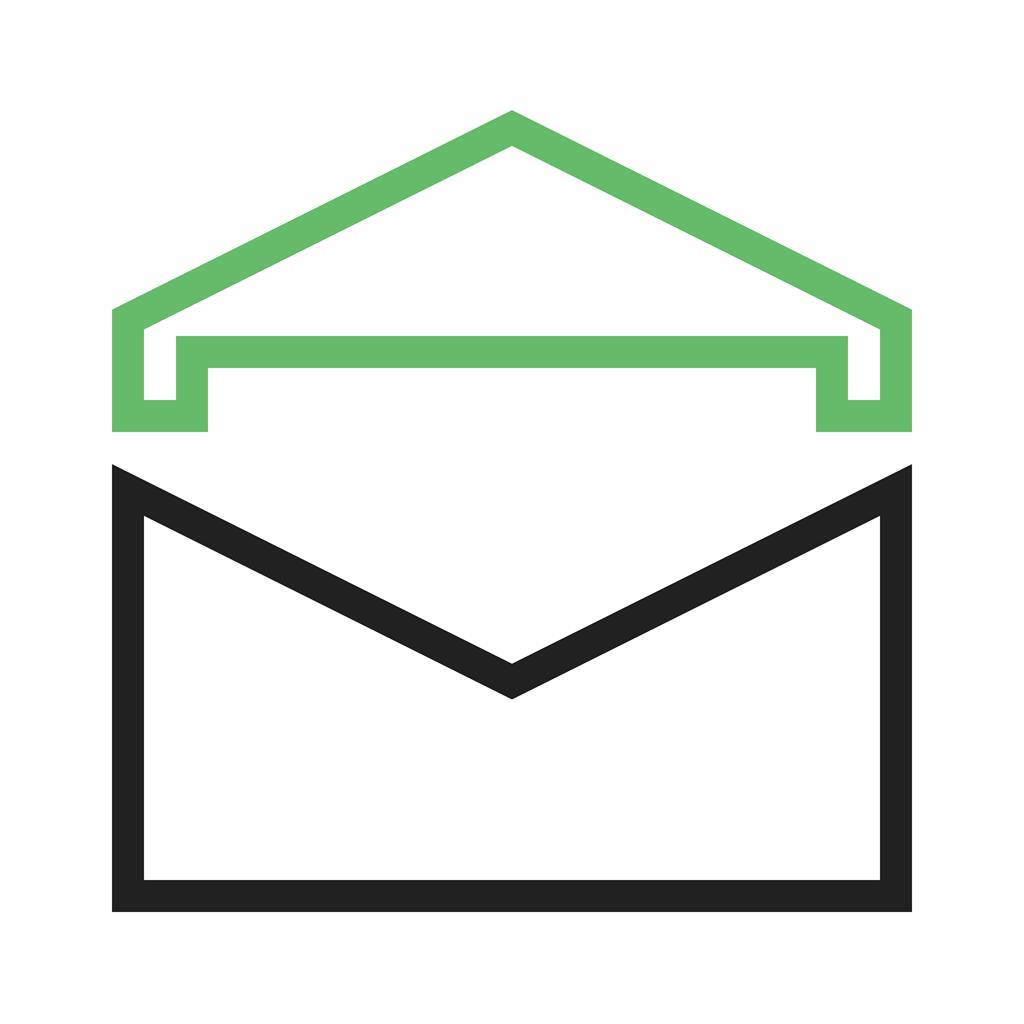 Open Envelope II Line Green Black Icon - IconBunny