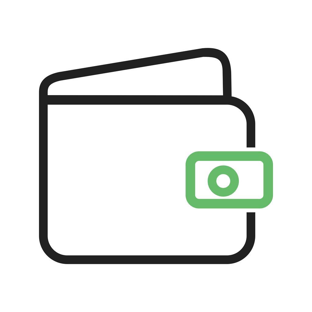 Wallet Line Green Black Icon - IconBunny