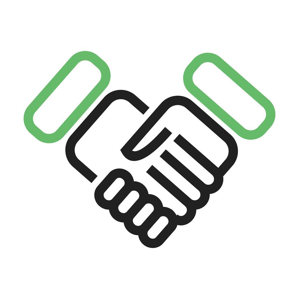 Handshake Line Green Black Icon - IconBunny