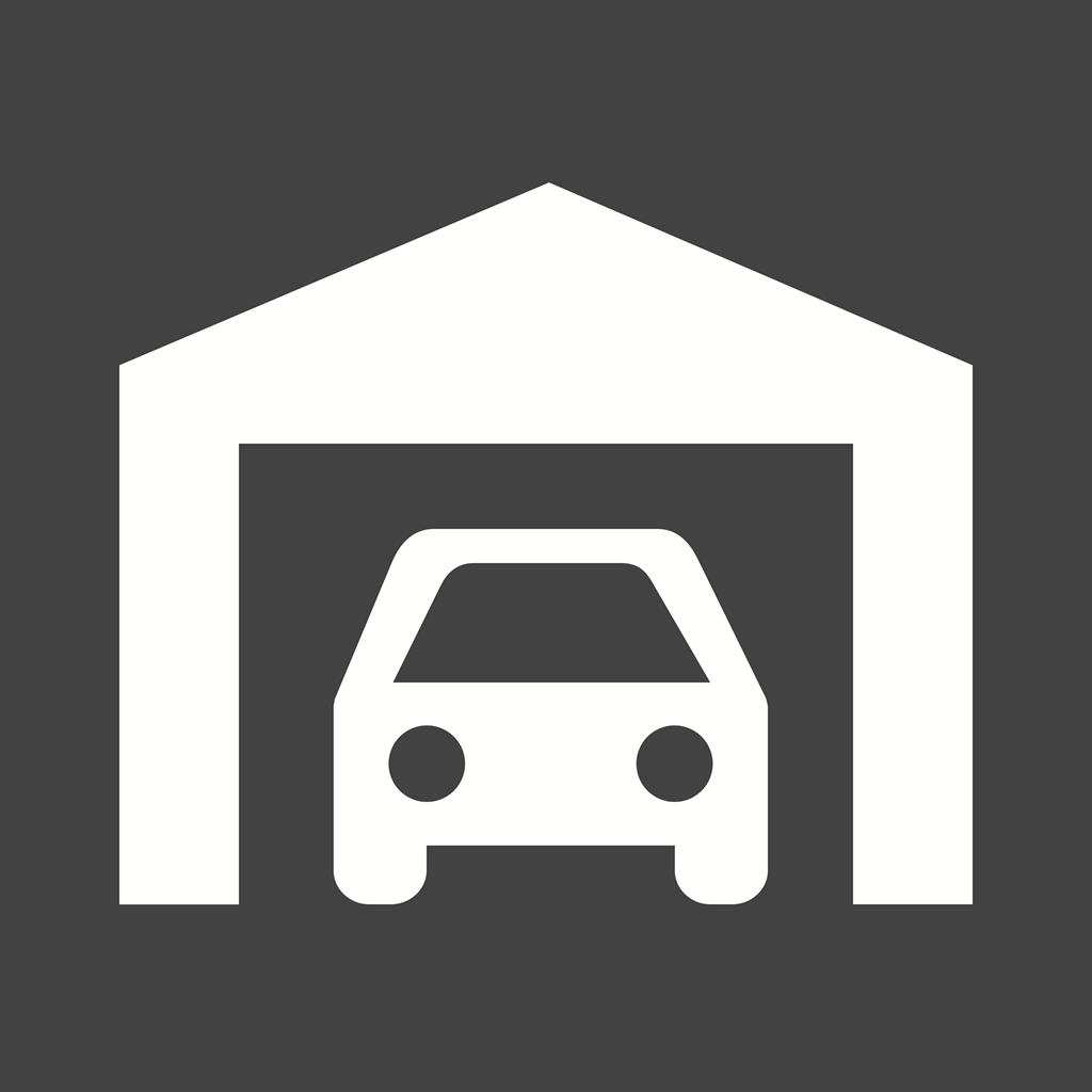 Garage Glyph Inverted Icon - IconBunny
