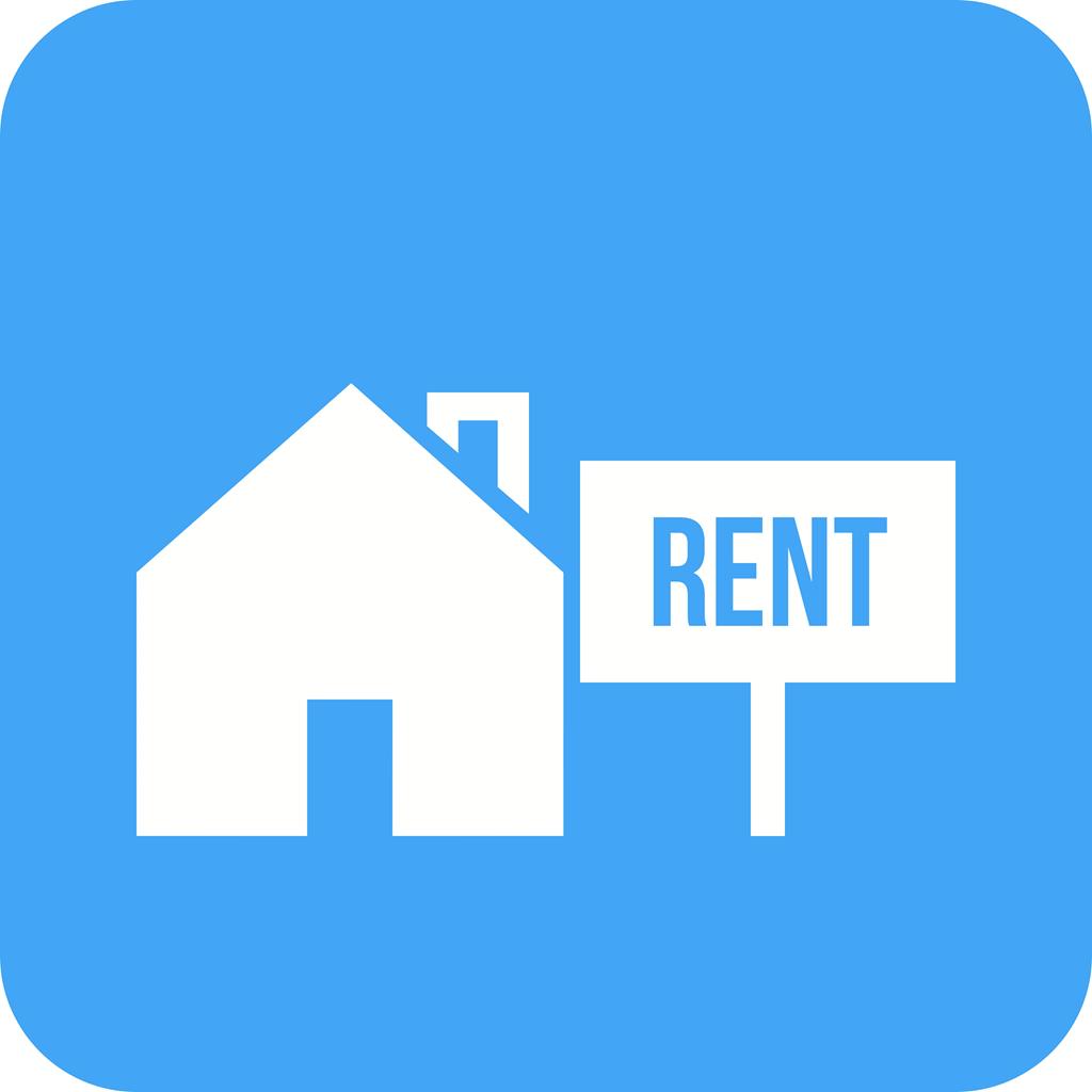 House on Rent Flat Round Corner Icon - IconBunny