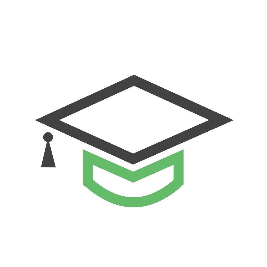 Graduate Cap I Line Green Black Icon - IconBunny
