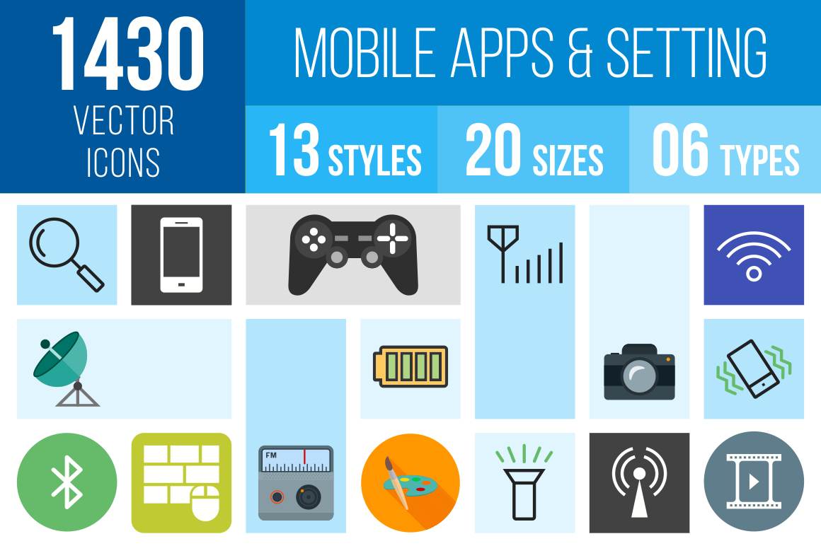 Mobile Apps Icons Bundle - Overview - IconBunny