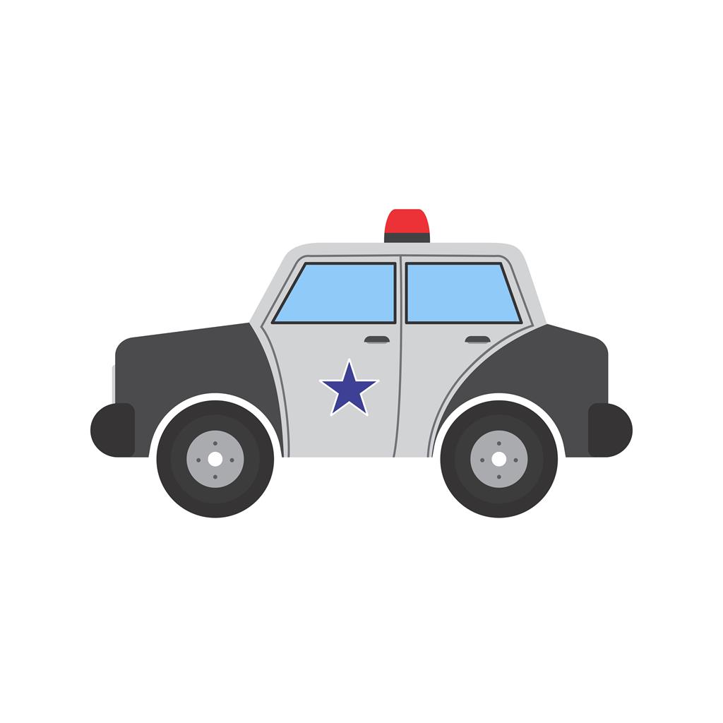 Police Car Flat Multicolor Icon - IconBunny