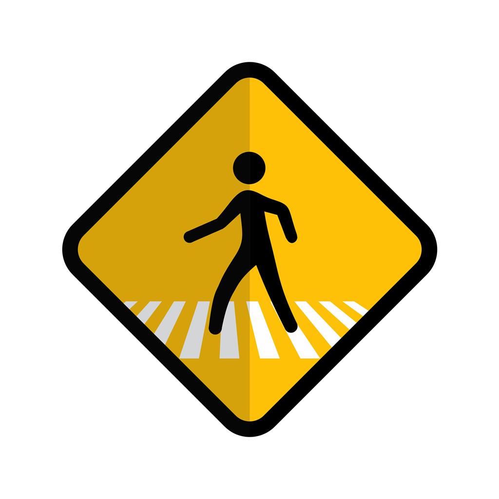 Pedestrian Sign Flat Multicolor Icon - IconBunny