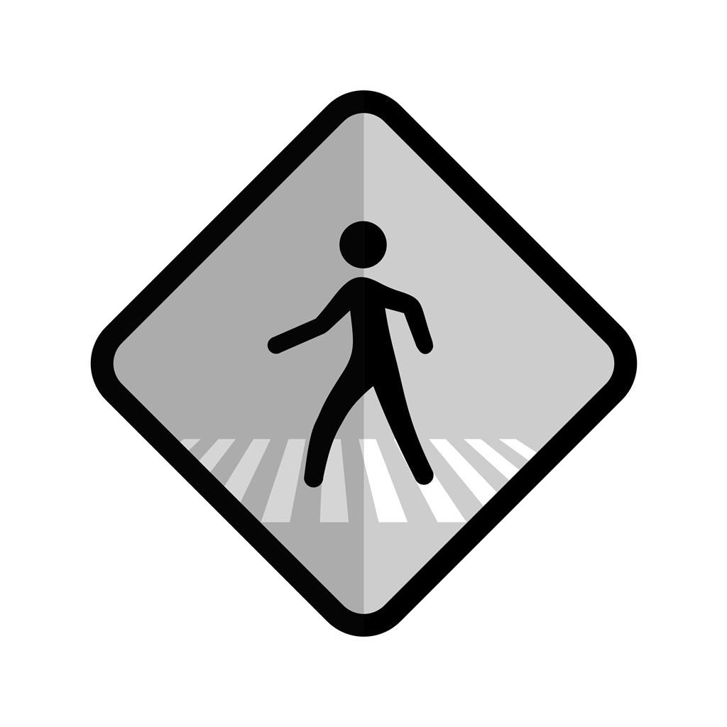 Pedestrian Sign Greyscale Icon - IconBunny