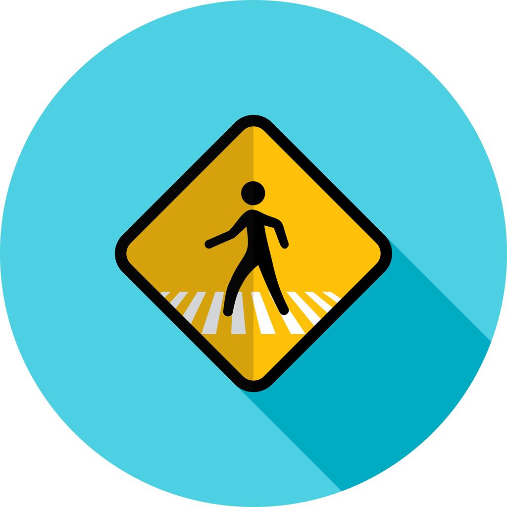 Pedestrian Sign Flat Shadowed Icon - IconBunny