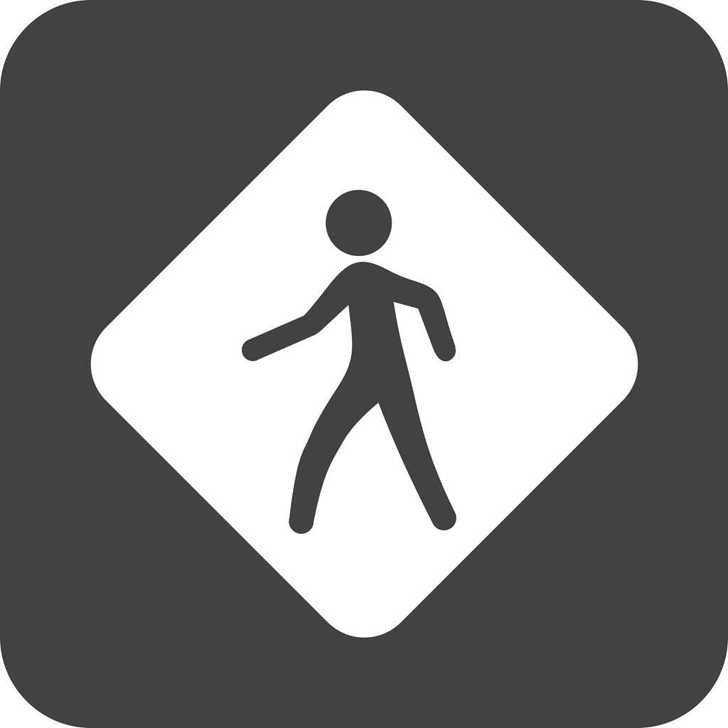 Pedestrian Sign Flat Round Corner Icon - IconBunny
