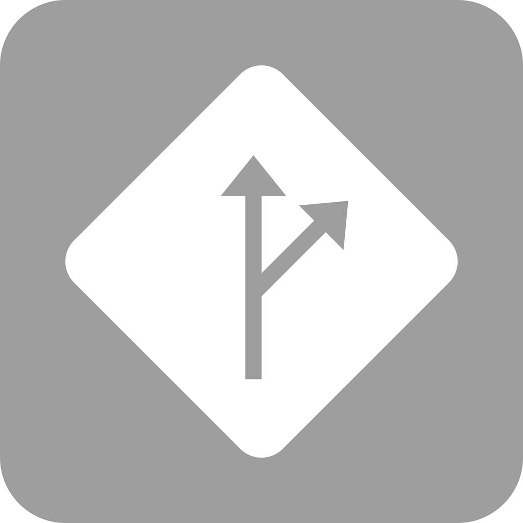 Deviation Sign Flat Round Corner Icon - IconBunny