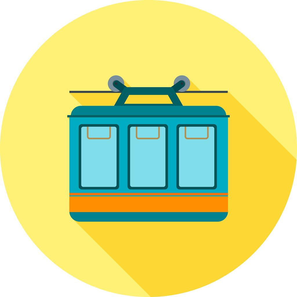 Cable Car Flat Shadowed Icon - IconBunny