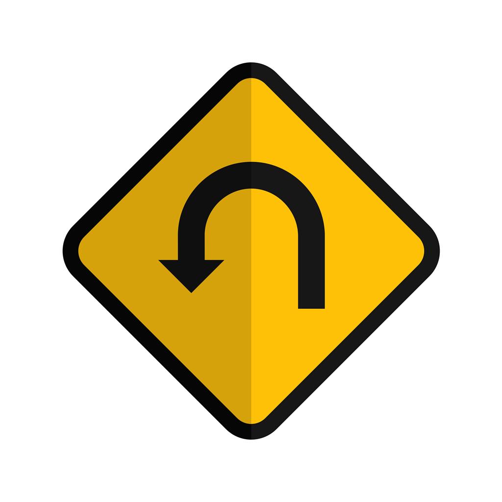 U-turn Sign Flat Multicolor Icon - IconBunny