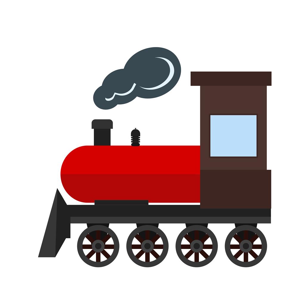 Steam Train Flat Multicolor Icon - IconBunny