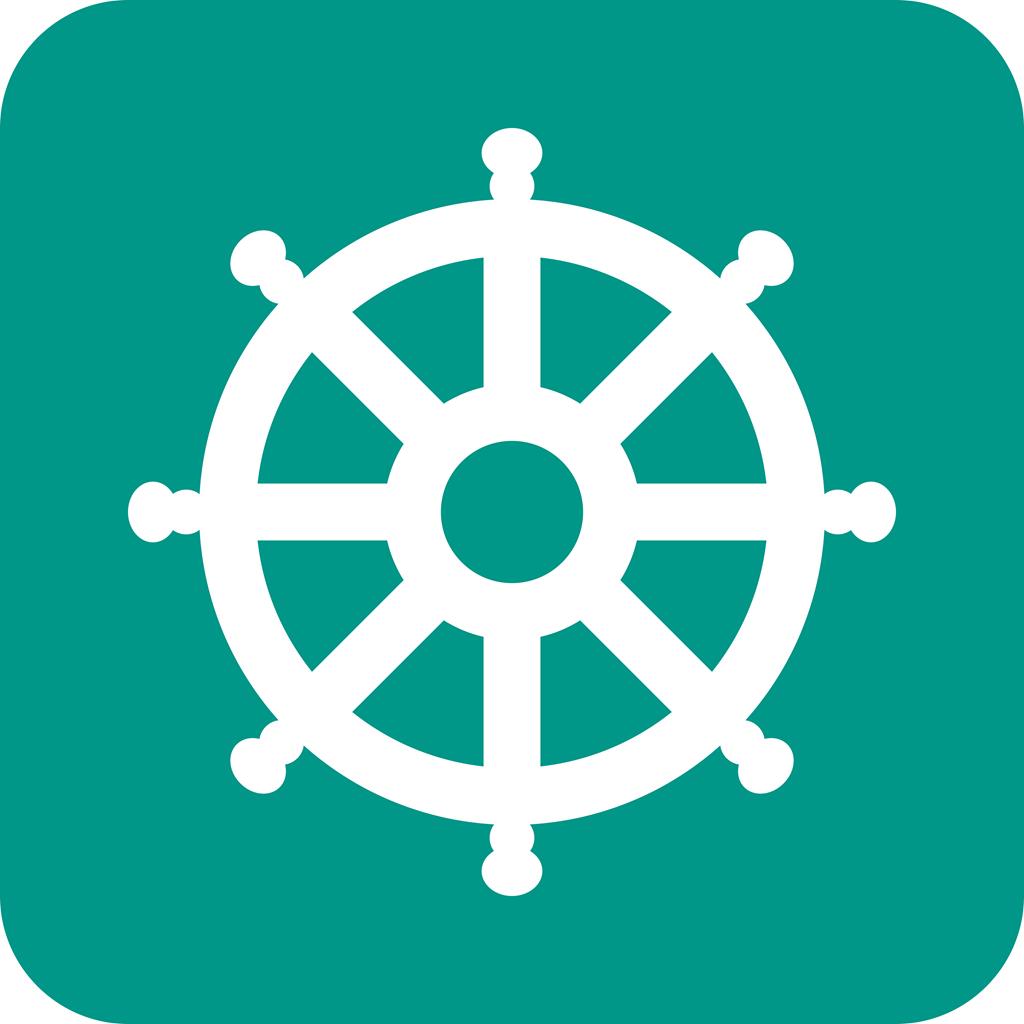Ship's Wheel Flat Round Corner Icon - IconBunny
