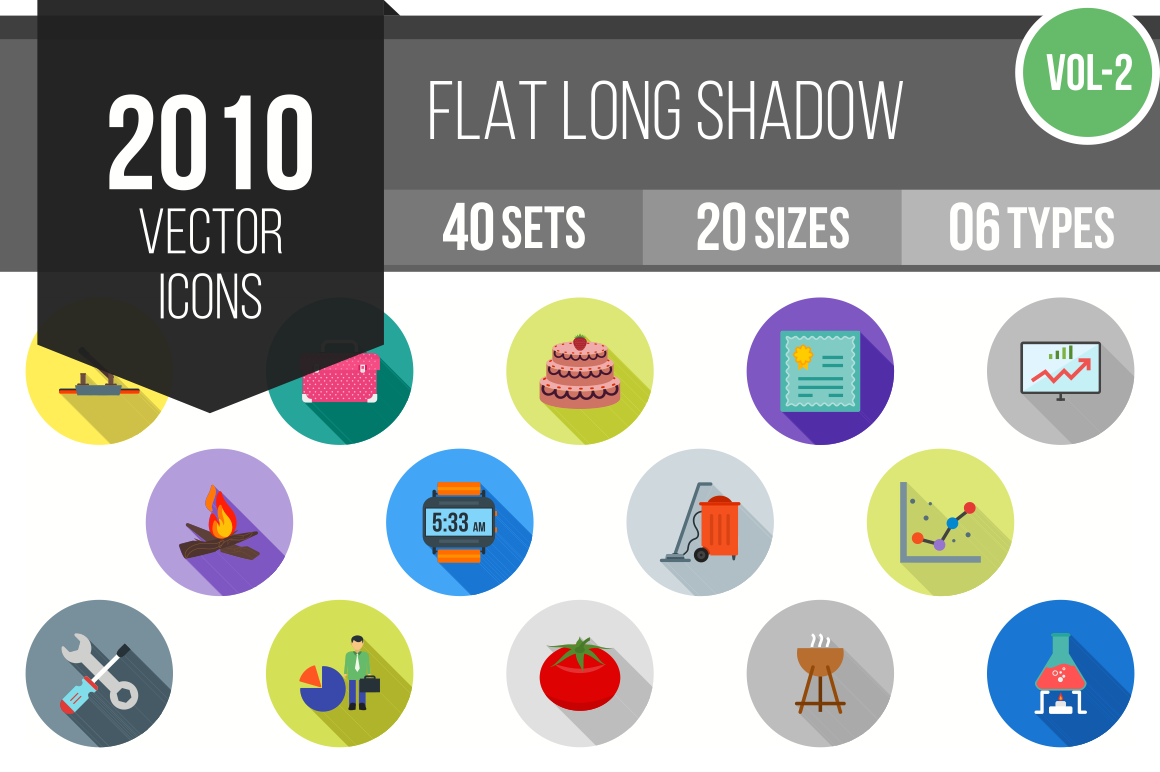 2010 Flat Shadowed Icons Bundle - Overview - IconBunny