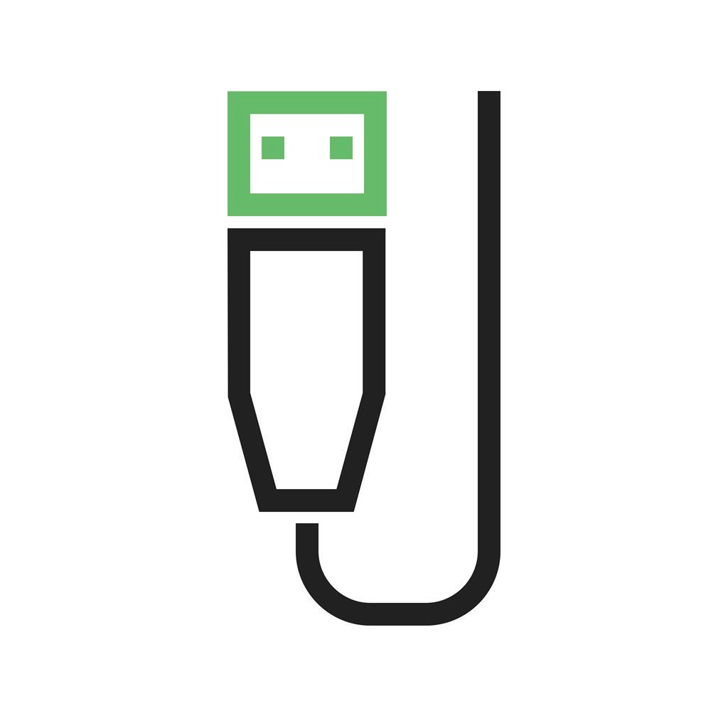 USB Cable Line Green Black Icon - IconBunny