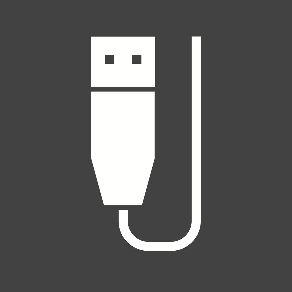 USB Cable Glyph Inverted Icon - IconBunny