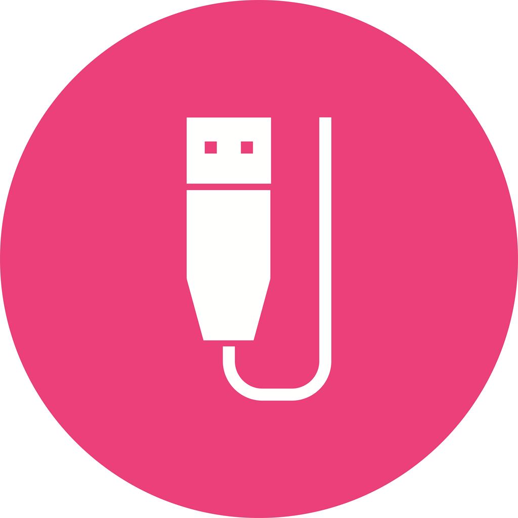 USB Cable Flat Round Icon - IconBunny
