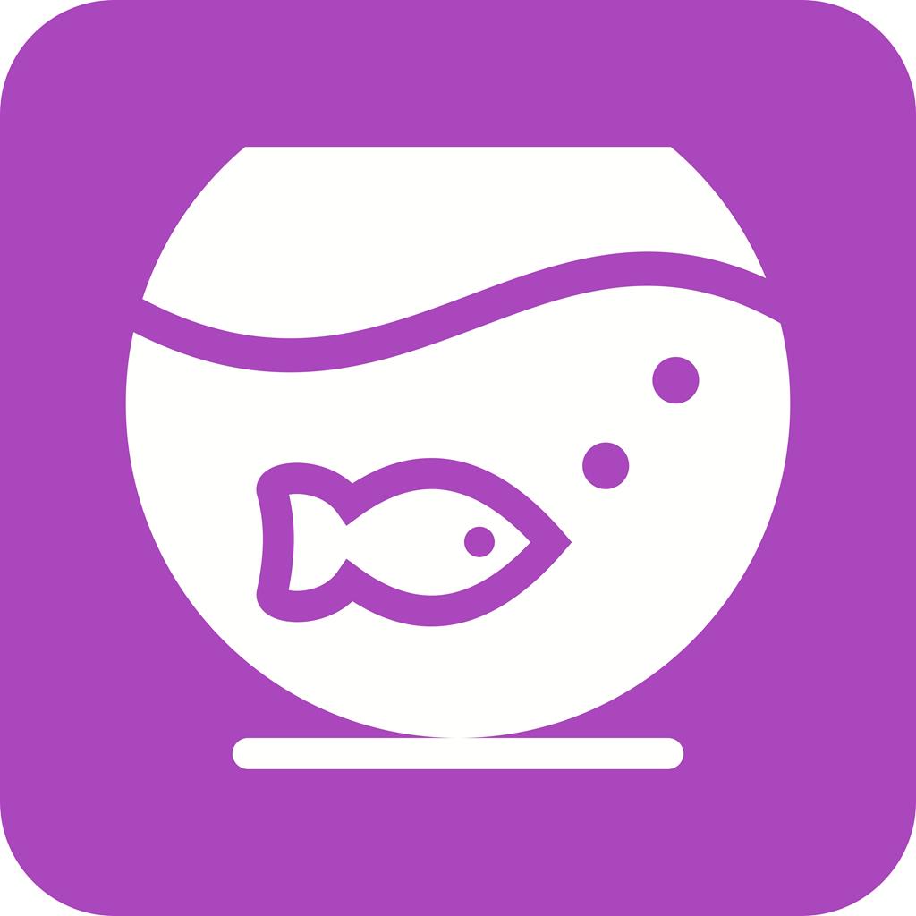 Fish Bowl Flat Round Corner Icon - IconBunny