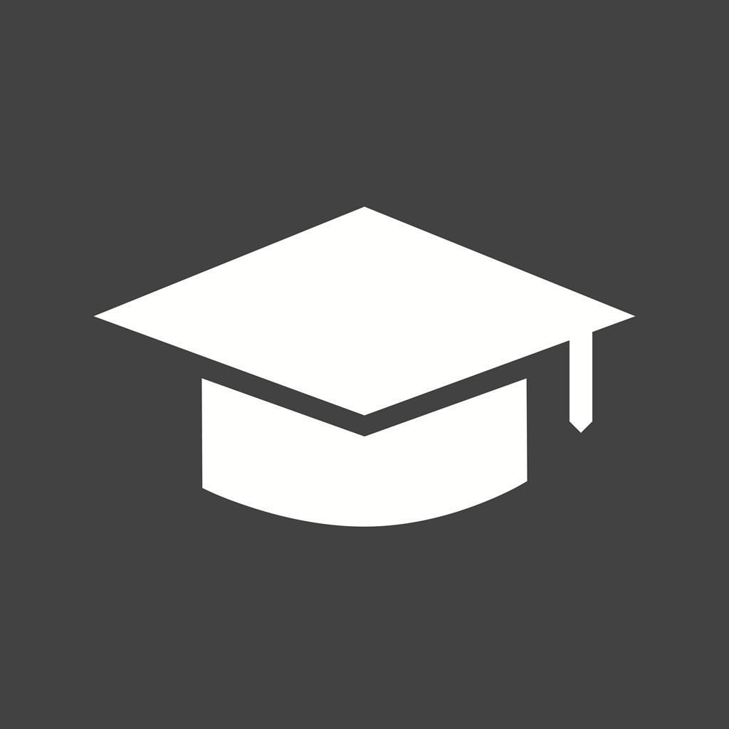 Graduate Cap II Glyph Inverted Icon - IconBunny