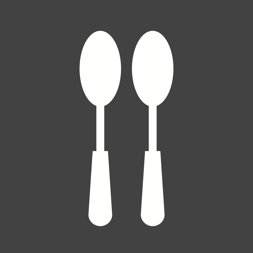 Spoons Glyph Inverted Icon - IconBunny