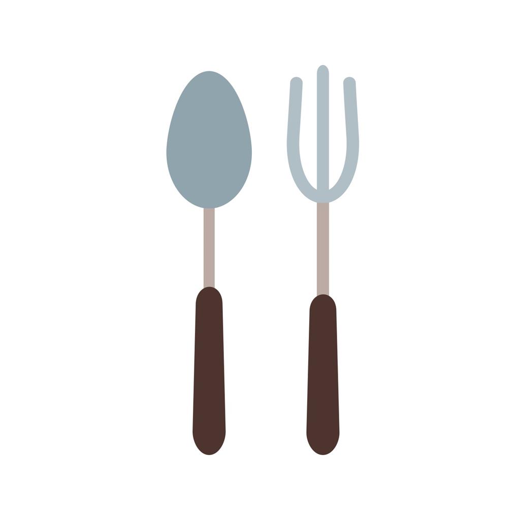 Spoon and Fork Flat Multicolor Icon - IconBunny