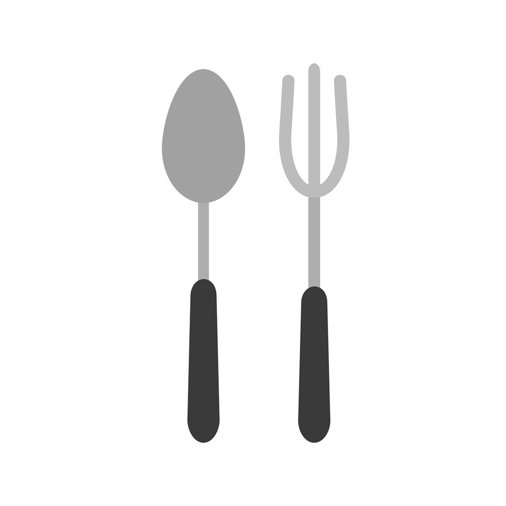 Spoon and Fork Greyscale Icon - IconBunny