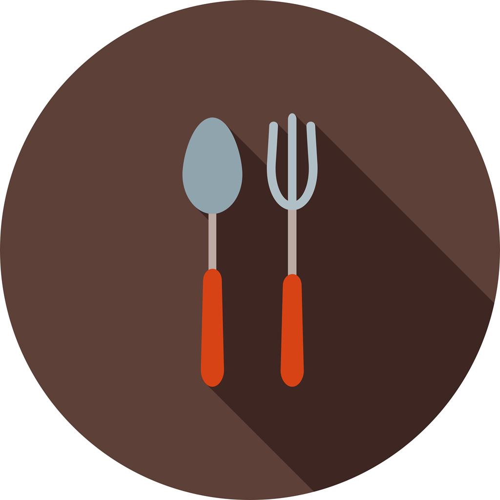 Spoon and Fork Flat Shadowed Icon - IconBunny