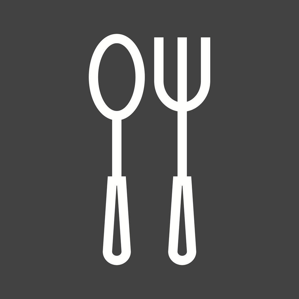 Spoon and Fork Line Inverted Icon - IconBunny