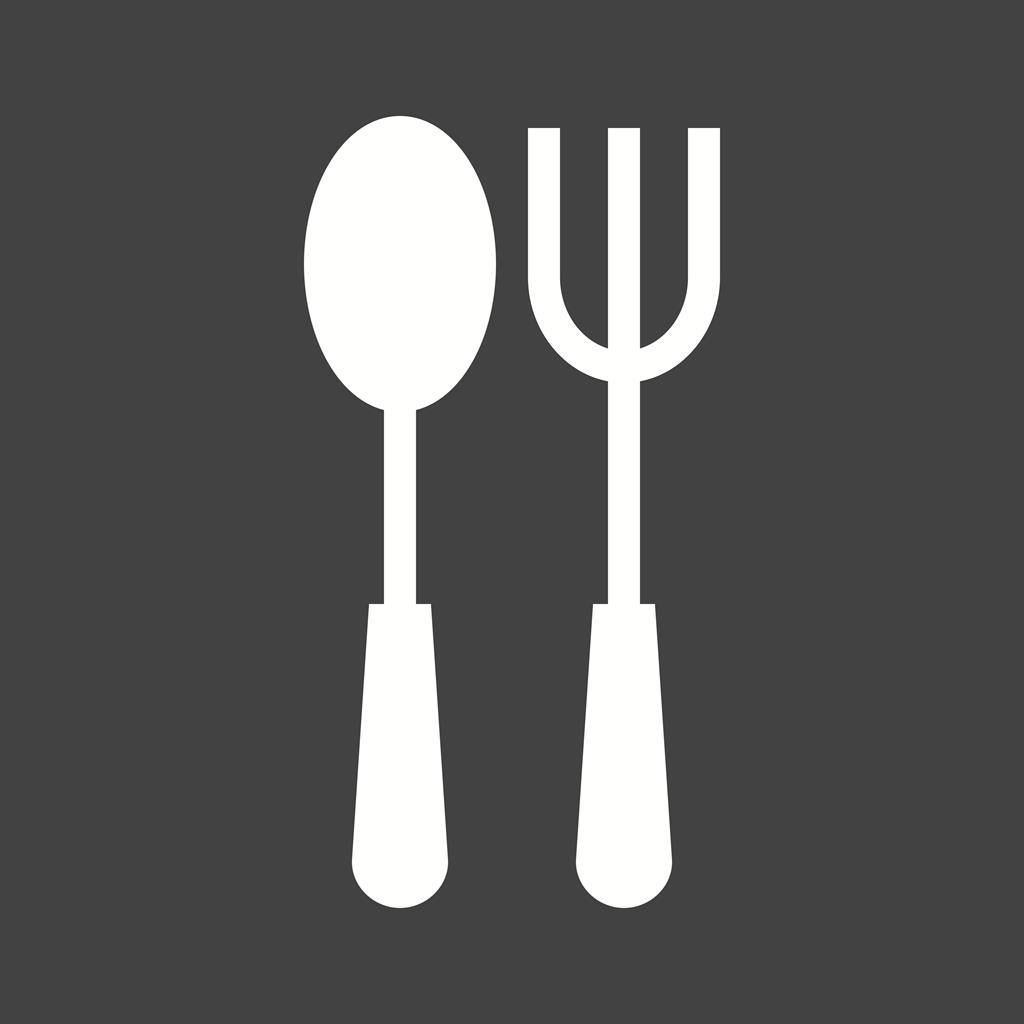 Spoon and Fork Glyph Inverted Icon - IconBunny