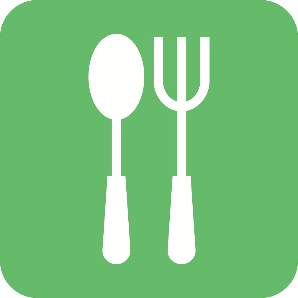 Spoon and Fork Flat Round Corner Icon - IconBunny