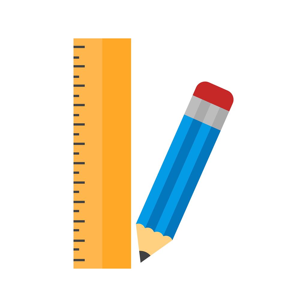 Pencil & Ruler Flat Multicolor Icon - IconBunny