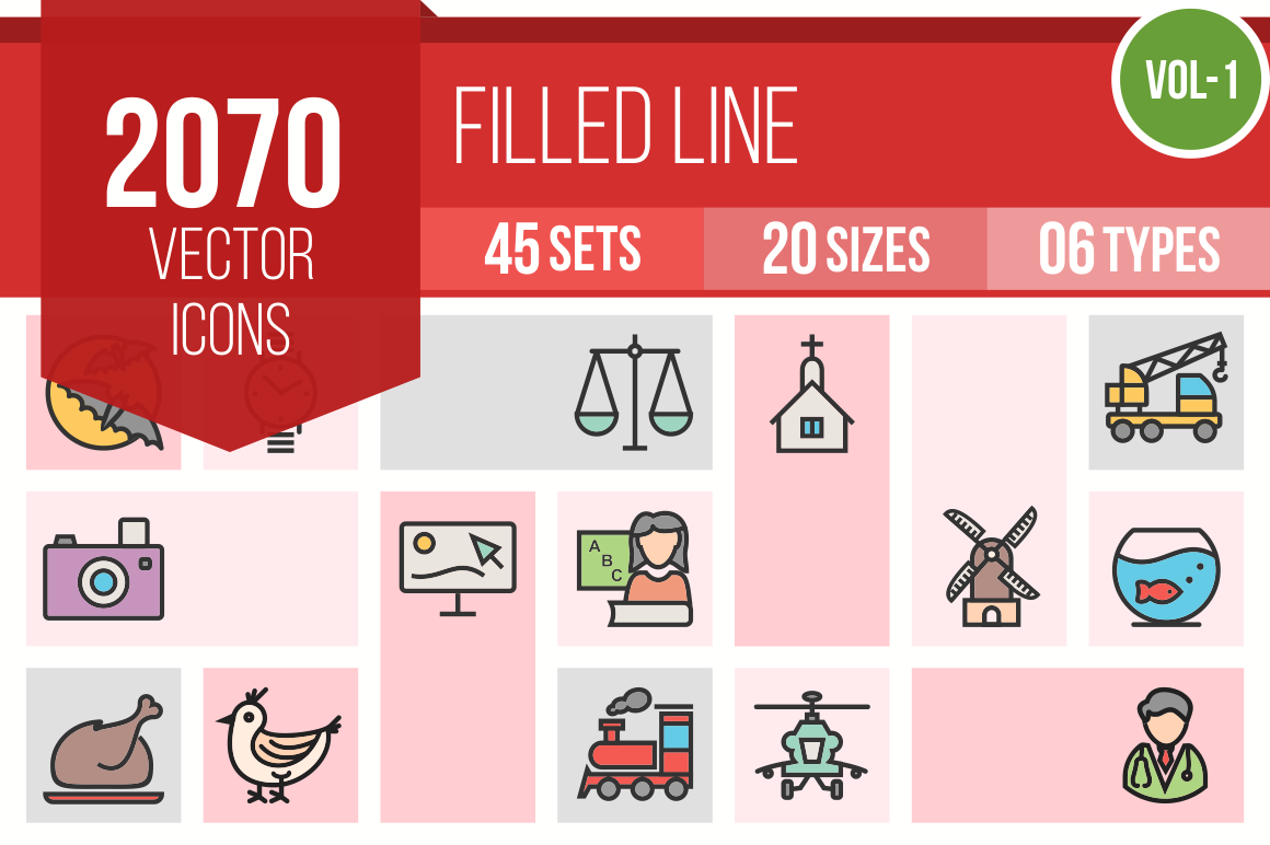 2070 Line Multicolor Filled Icons Bundle - Overview - IconBunny