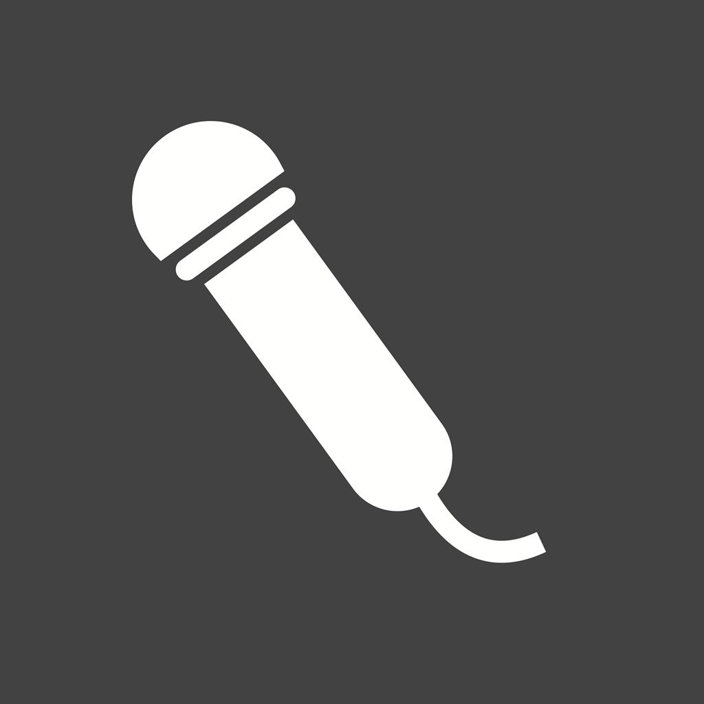 Mic with wire Glyph Inverted Icon - IconBunny