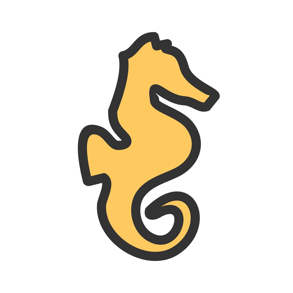 Seahorse Line Filled Icon - IconBunny